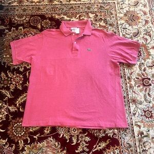 Lacoste Polo Shirt Mens Sz 7 Salmon Pink Classic Fit Embroidered Crocodile Logo